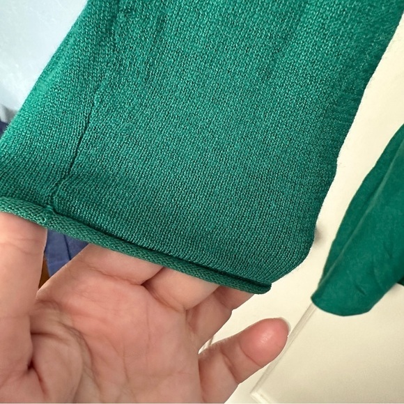 H&M Sweater Dark Green Longline Long Sleeve Forest Fairy High Low Hem Size L - Picture 9 of 13